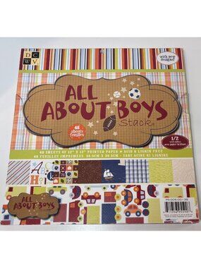 All About Boys 12" X 12" Printed Paper Stack 48 Sheets Scrapbooking & Crafts
